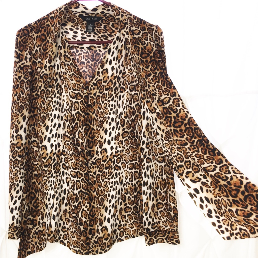 Leopard Print Blouse With Attached Ties - image 1